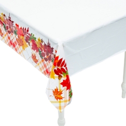 Thanksgiving Fall Leaves Disposable Plastic Tablecloth